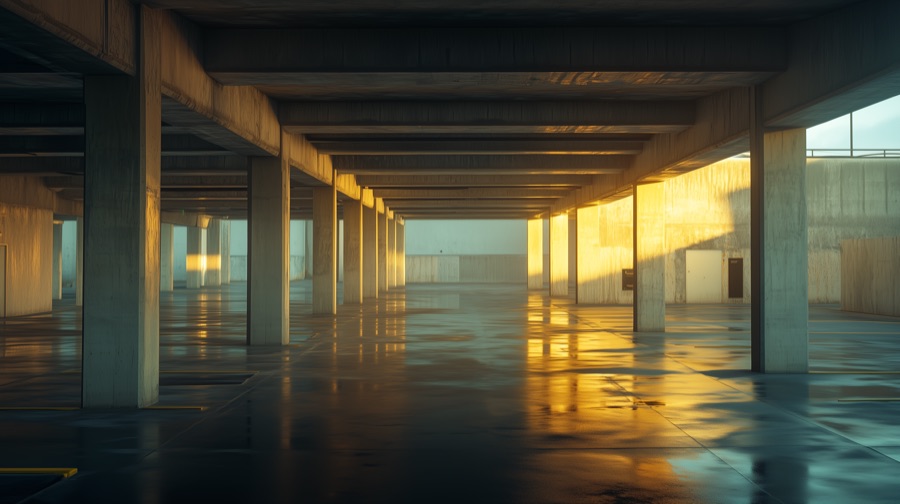 AI-generated backdrop: car park