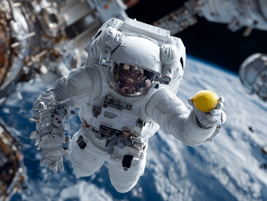 AI-generated image: astronaut floating